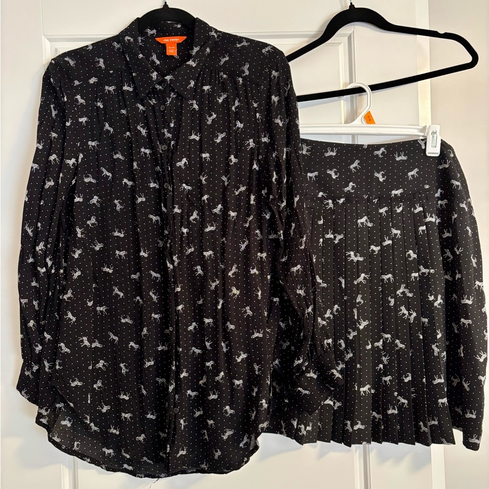 Joe Fresh Zebra Print Black and White Blouse and Skirt Set